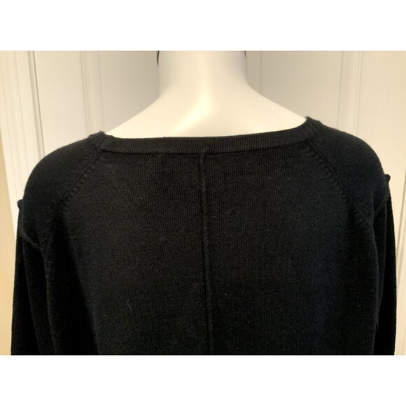 French Connection Black Soft & Stretchy Knit Sweater W/ Exposed Seams, Size M - Picture 7 of 8